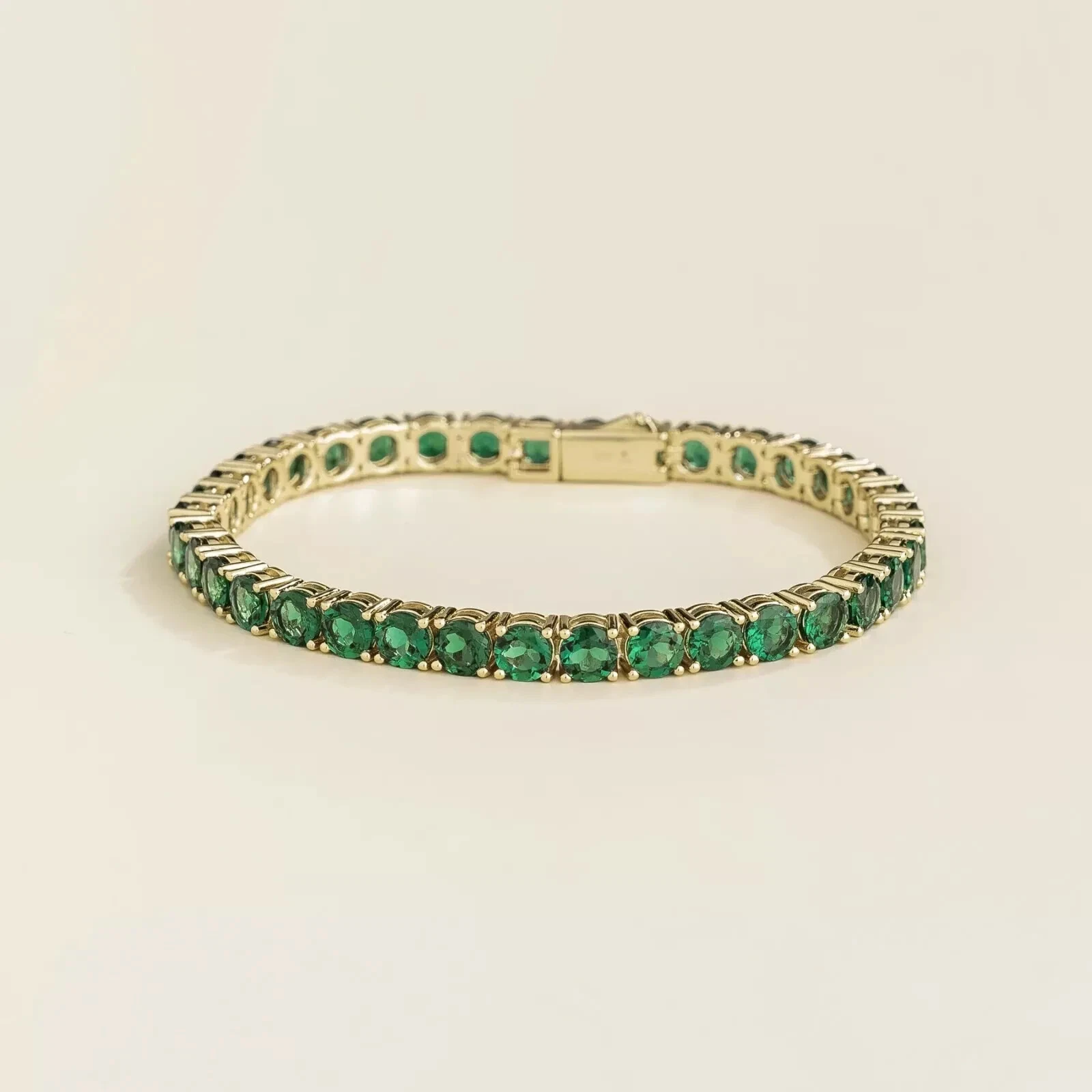9CT Round Cut Simulated 4mm Emerald Tennis Bracelet