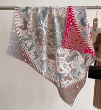 100% mulberry silk square scarf 88cm fashionable double-sided printed scarf