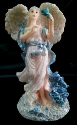 K's Collection Heavenly Angels Figurine, Angel admiring blue Rose!