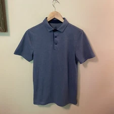 Champion Golf Polo Shirt Men's Small Blue Heather Snap Button Short Sleeve S