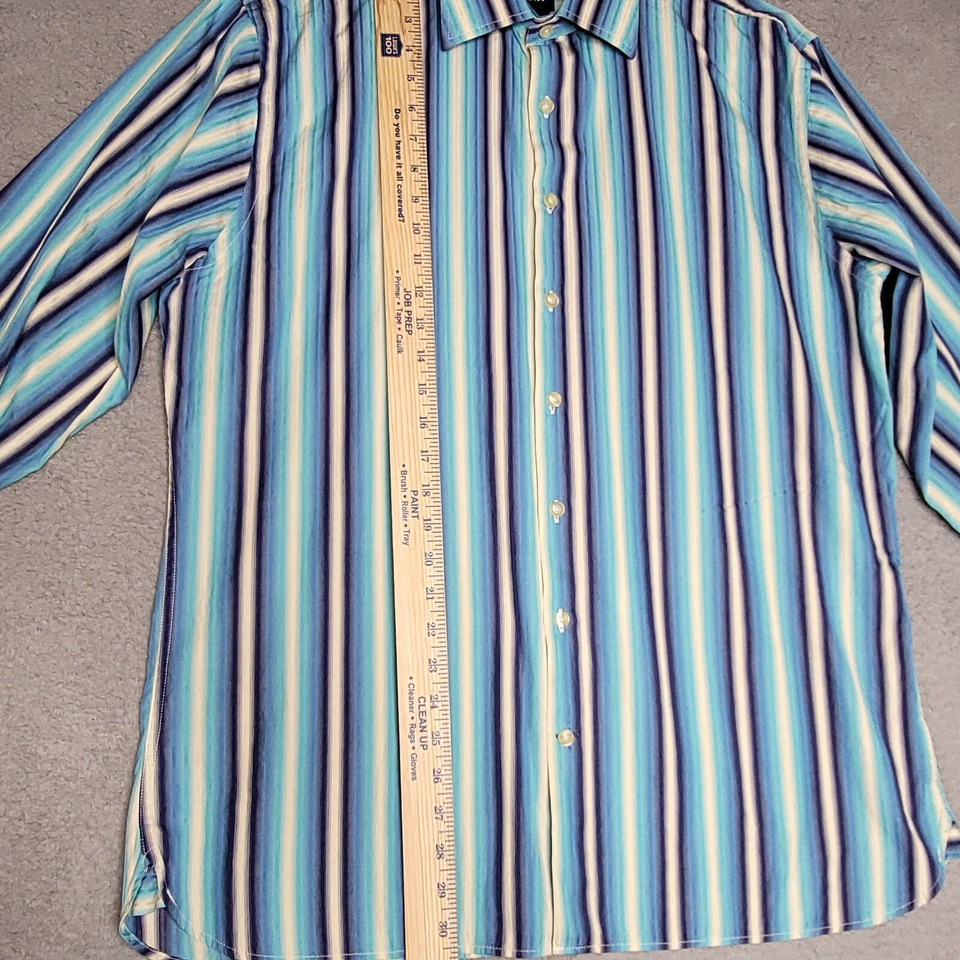 Camisa con botones Gap para hombre talla XL ajustada premium azul a rayas larga Foto 3 de 4