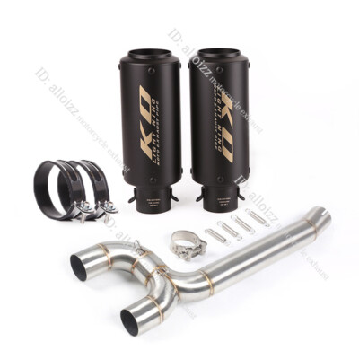 For Yamaha FZ6 FZ6N FZ6S 2004-2011 Slip On Exhaust Black Muffler Mid Link Pipe