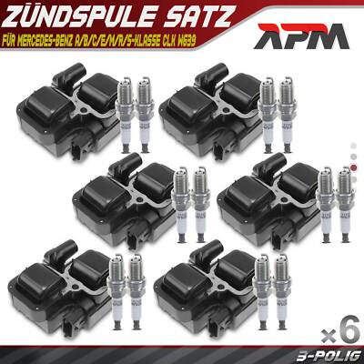6x Zündspule+12x Zündkerze für Mercedes-Benz W203 S202 S203 W210 W211 S210 S211