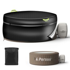 Portable 4 Persons Round Hot Tub Cover, 201x72cm 420D Full Coverage Hot Tub C...