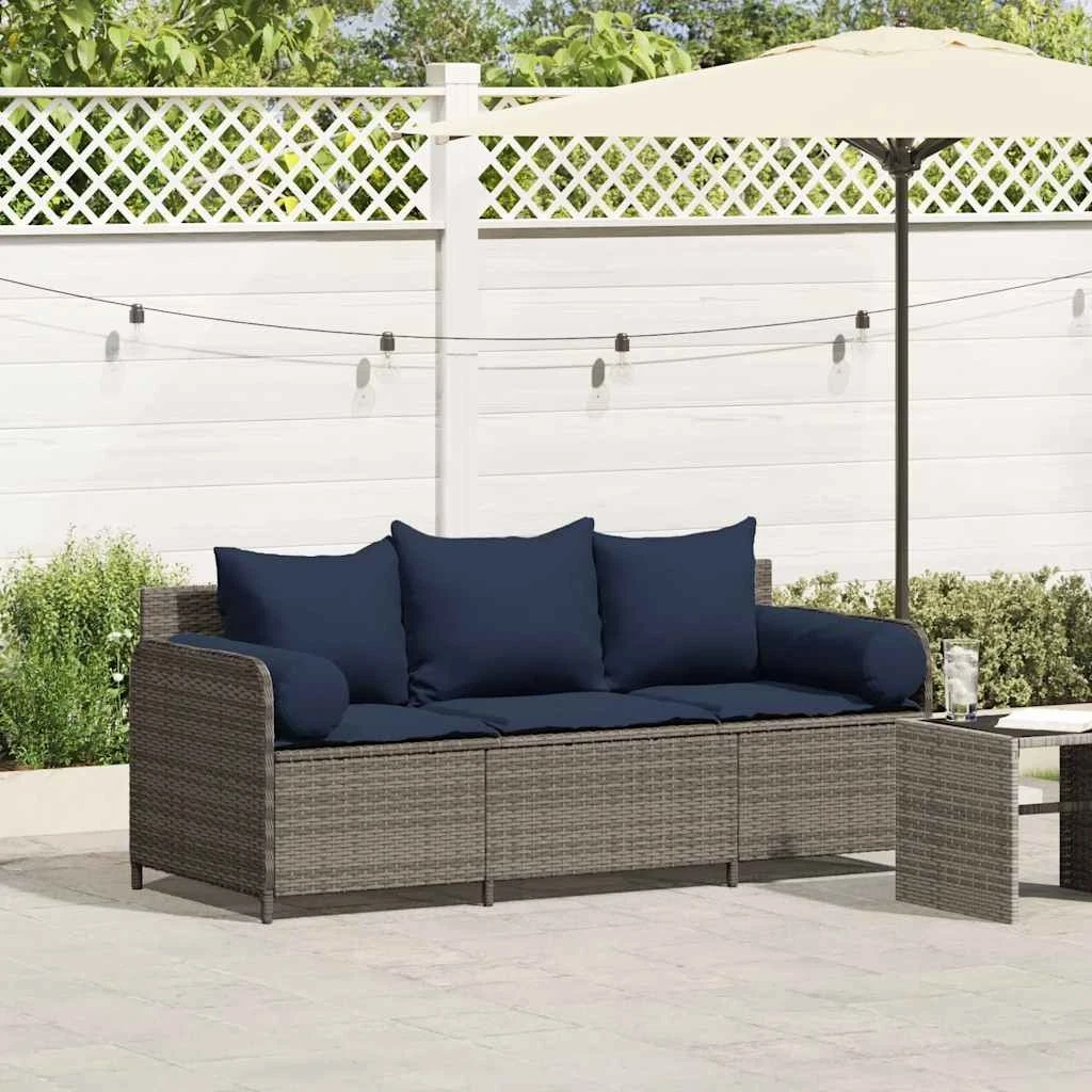 Divano Da Giardino 2 Posti Polyrattan Nero – Tidyard – Con Cuscini 124 Cm – Per Esterno