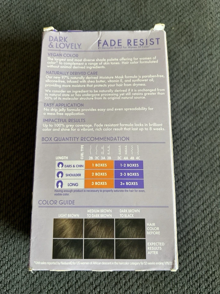 Dark & Lovely FADE RESIST Permanent Hair Color Dye Kit 371 Jet Black New Sealed  - Image 2 of 2