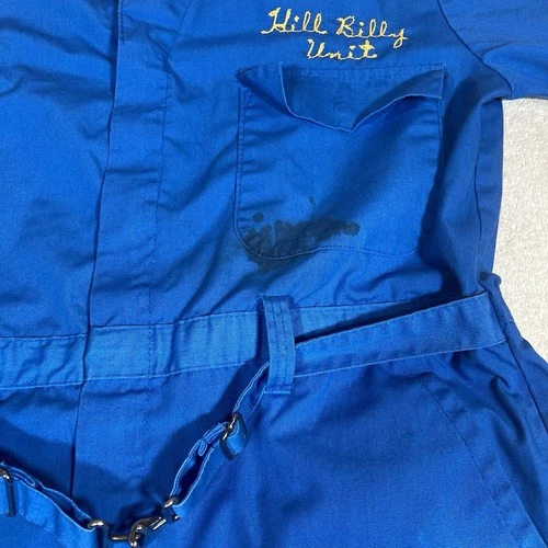 Vtg Zamora Temple Shriners Belted Coveralls Freemasons Chain Stitched *Ink Stain image 6