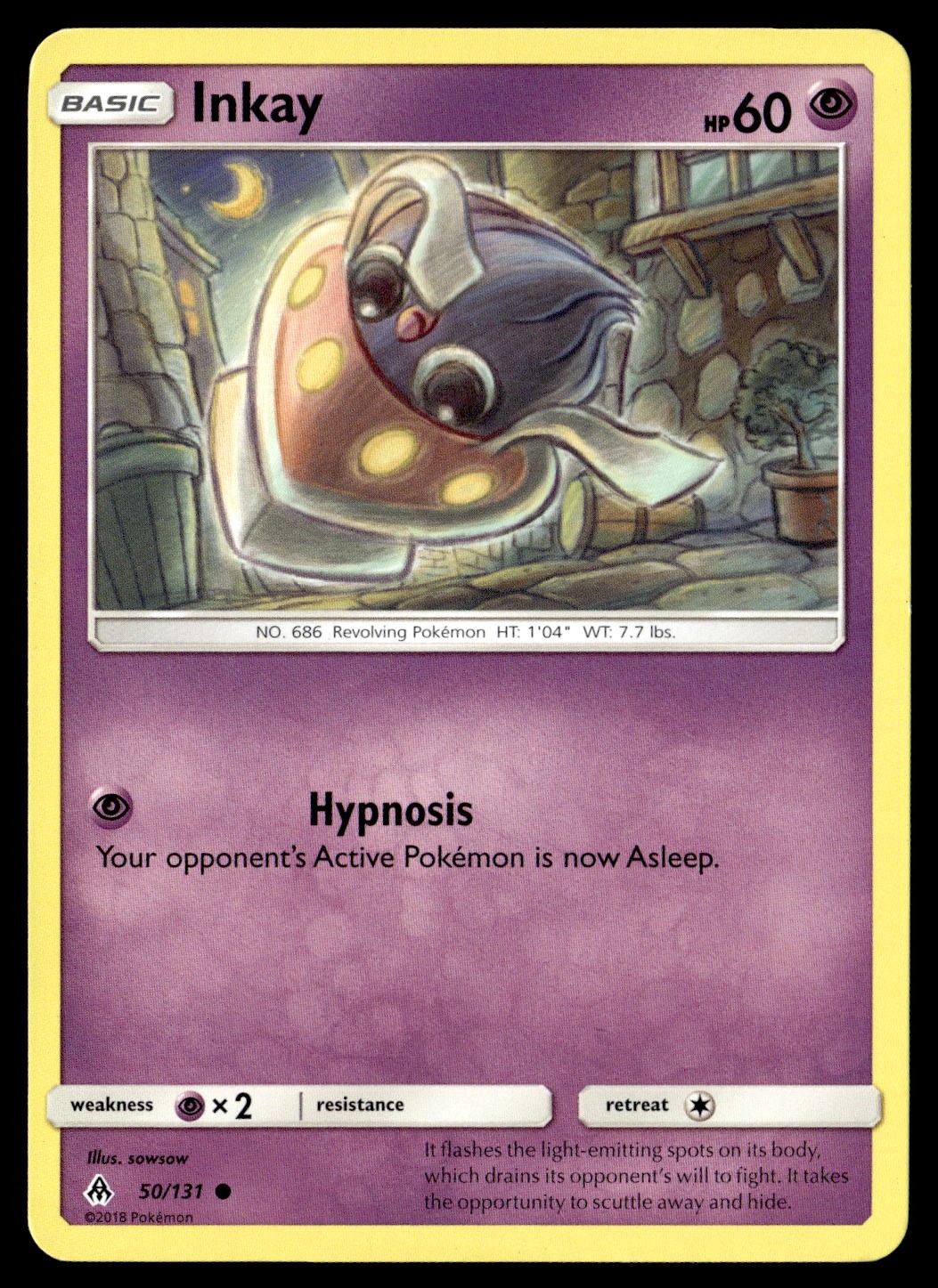 Inkay 50/131 Common Forbidden Light Pokemon Lightly Played