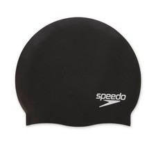 Speedo Silicone Swim Cap Black Adult Unisex Easy On Soft Latex Free