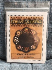Primitive Gatherings Geranium Basket Table Mat 18" Wool Applique Pattern PRI-185