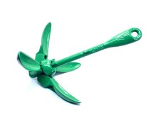 Folding Grapnel Anchor 7 Pounds Corrosion Resistant for Small Boats Green