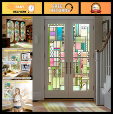 Colorful 3D Stained Glass Window Film - UV Blocking, Heat Control, Static Cling,