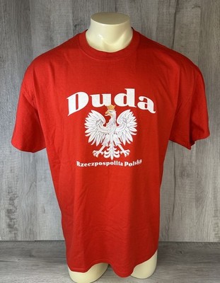 Duda Rzeczpospolita Polska Shirt Red Short Sleeve Crew Neck Men s Size XL