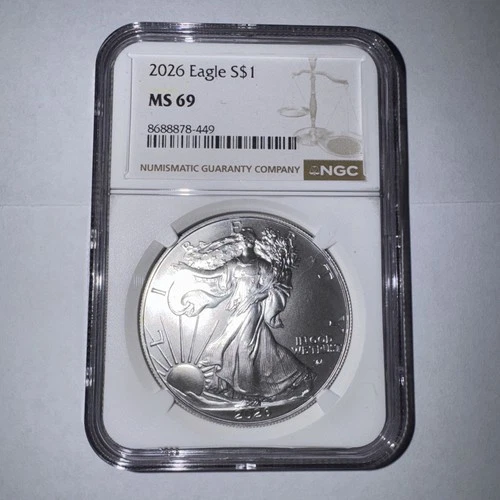 2026 American Silver Eagle .999 Silver Coin NGC Graded Brown Label MS 69