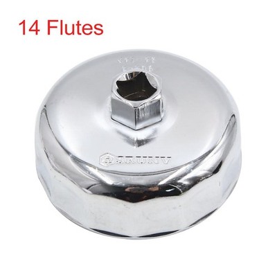 84mm 14 Flutes Silver Tone Metal Car Oil Filter Cap Wrench Socket Remover Tool