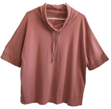 Haven Well Within Womens Top Cowl Neck with Ties Cotton Stretch Mauve Pink - XL