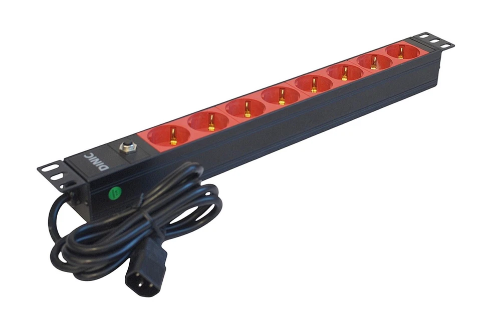 DINIC 19 Zoll Steckdosenleiste für USV-Anlagen, 8-fach, 1,80m ( STT19-8USV )
