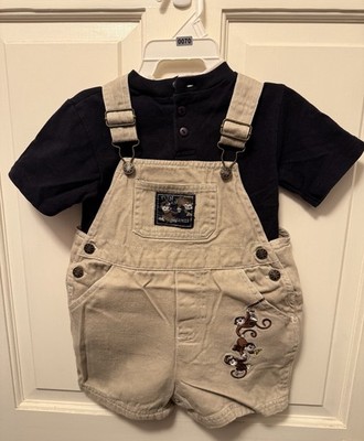 KHQ Boys Embroidered Monkey s   Overalls Romper Outfit 24 Months Vintage 90 s