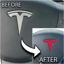 Custom Fit TESLA Model Y 3 S Steering Wheel Emblem Badge Logo Decal Sticker