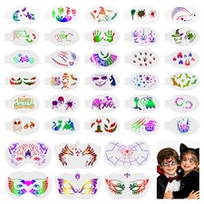 36 PCS Halloween Face Paint Stencils, Reusable Face Painting Templates
