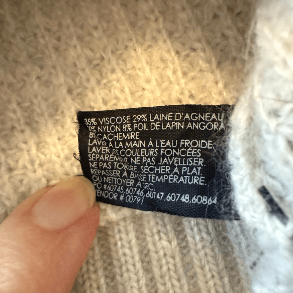 Club Monaco Heather Gray Cashmere/Lambswool Blend Waffle Knit