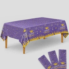 KatchOn, Purple and Gold Graduation Tablecloth - XtraLarge Large, 