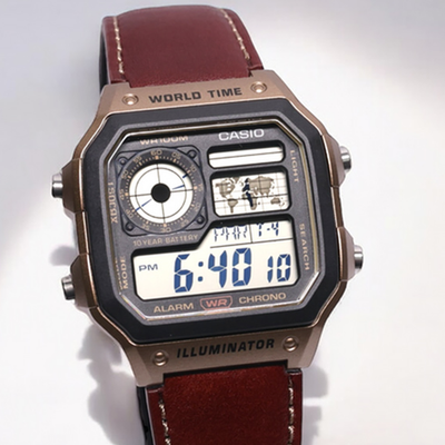 Casio AE-1200WHL-5A Digital Leather Strap Watch for sale