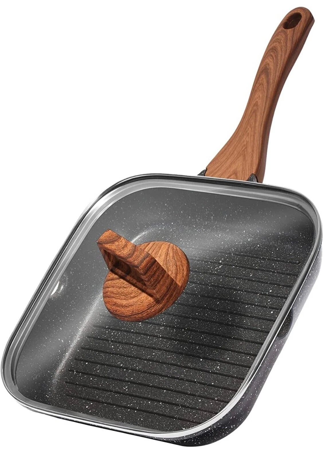 Nonstick grill pan with lid non-stick granite coating non toxic - needs assembly