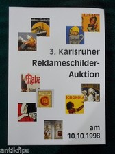Emailschilder Auktionskatalog 3. Karlsruher Reklameauktion 10.10.1998