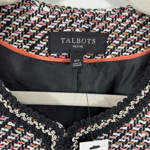 NWT Talbots Grosgrain Braided Trim Tweed Jacket Blazer Size 10 Petite Multi 10P - Picture 5 of 10