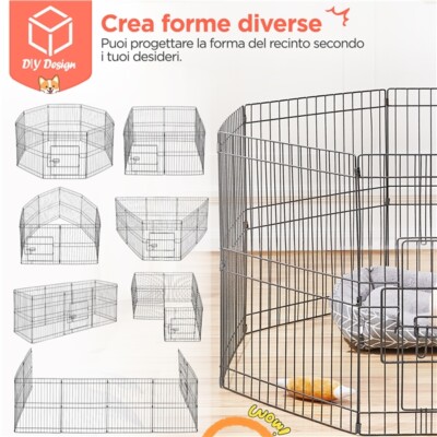 Canile Esterno Per Cani In Metallo 4x2x1.5m - Gabbia Con Tetto, Cuccia Resistente Alle Intemperie