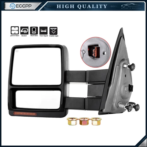 For 07-14 Ford F150 F-150 Driver Tow Mirror Power Heated Puddle LED Turn Signals