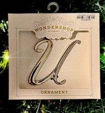 2025 Wondershop Monogram Letter U Silver Initial Christmas Tree Ornament