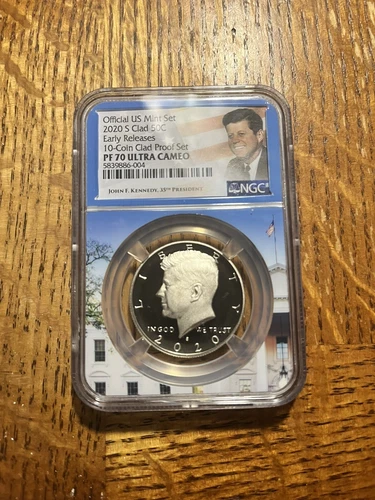 2020 S Proof Clad Kennedy Half Dollar, NGC PF 70 Ultra Cameo, Early Release ￼