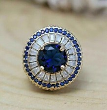 2Ct Round Cut Simulated Sapphire Women's Wedding Ring 14K White Gold Plated