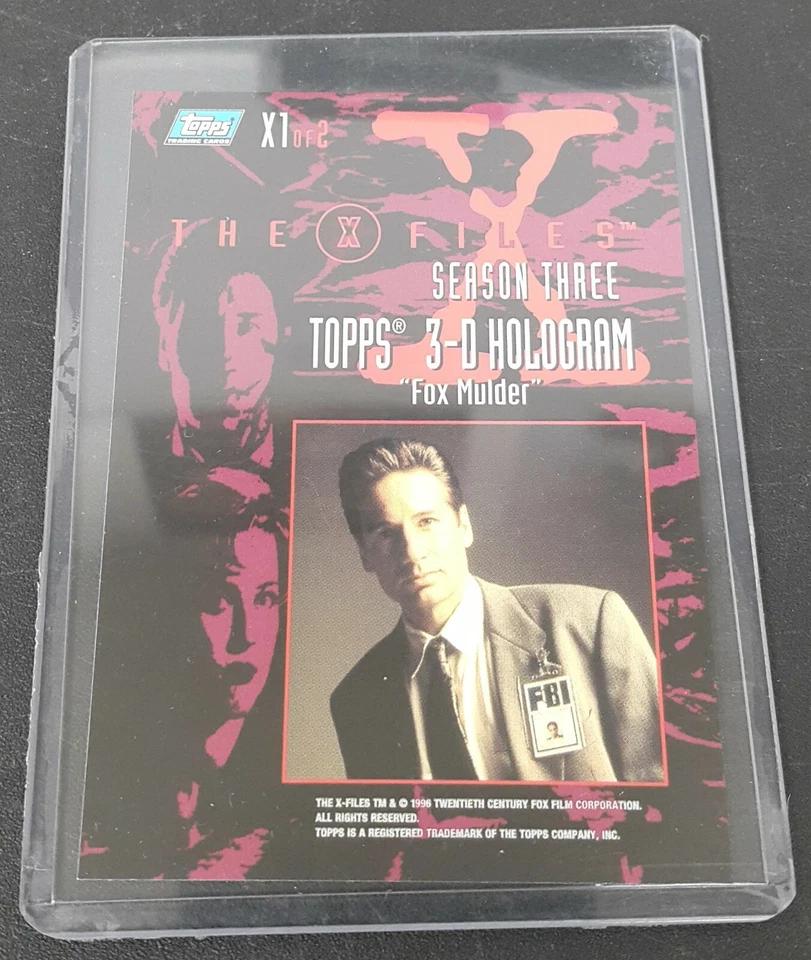1996 Topps X-Files Season 3 3-D Hologram Trading Card X1 of 2 "Fox Mulder" - Image 3 of 3