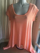 Splendid for Lucy XL peach cap sleeve tunic top longer sides pima cotton