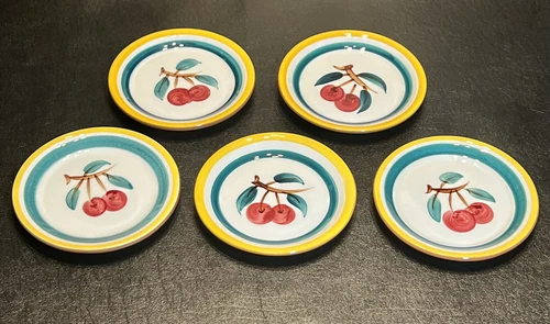 5 Vintage Stangl Fruits Cherry 5” Coasters MCM