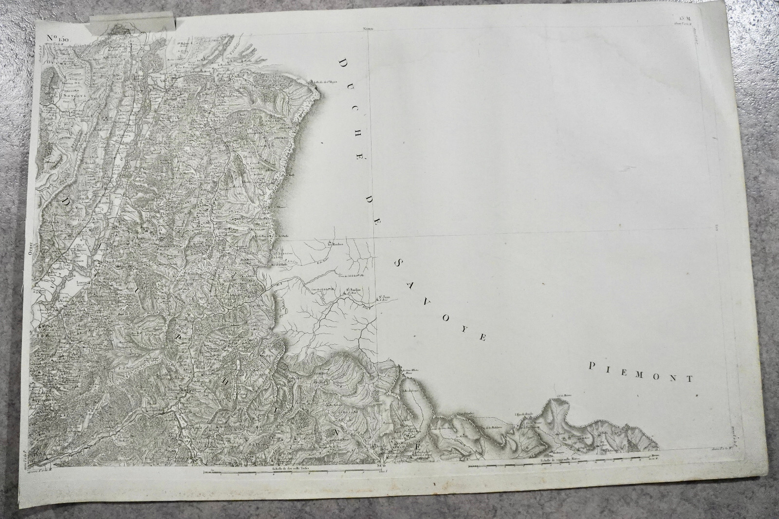 CASSINI CARTE IN PLANO 630mm X 950 mm, 1808, DUCHE DE SAVOIE, n 150, 15 M,