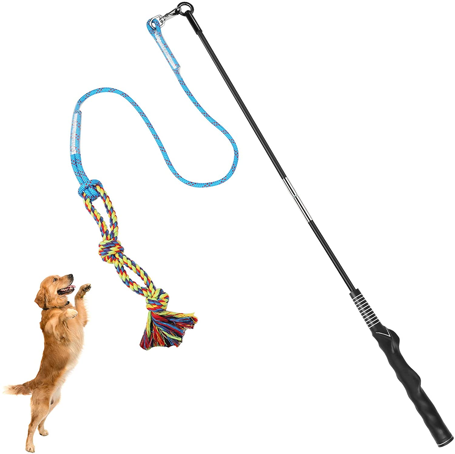Flirt Pole for Dogs Interactive Dog Toys for Large Medium Small Dogs Chase and T