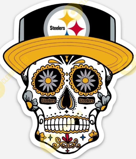 PITTSBURGH STEELERS SUGAR SKULL MAGNET - Pitt Fans Blank and Yellow
