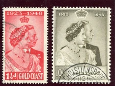 Gold Coast 1948 KGVI Silver Wedding set complete VFU. SG 147-148. Sc 142-143.
