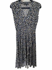 BCBG Womens Sz XS MaxAzria High Low Wrap Leopard Print Dress Cadet Blue NWT $178