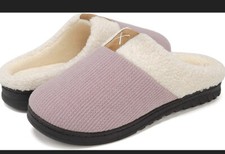 MarsRoad Men's Slippers Memory Foam House Knit Upper Pink 8-8.5 40/41 Brand New