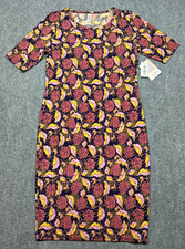 LulaRoe Julia Dress Womens Size M Multicolor Floral Round Neck Short Sleeve New