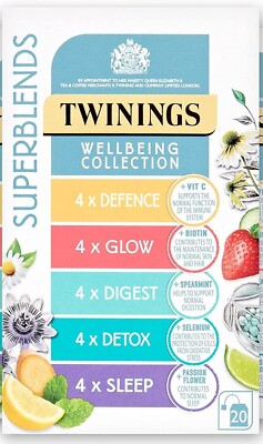 Twinings Superblends Wellness Collection Sortenpackung, 40 gemischte aromatisierte Tee 2