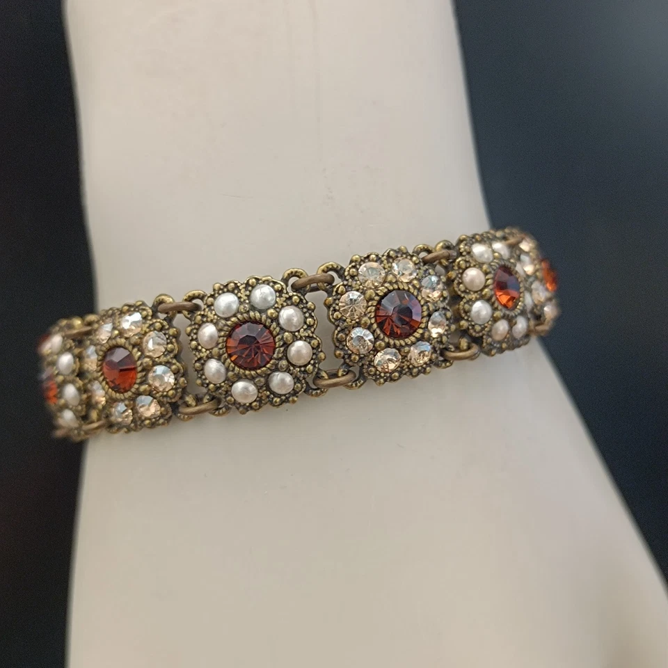 Pulsera Michal Negrin Renacimiento Victoriano Cristal Floral Romántico Cóctel Marrón Foto 2 de 4