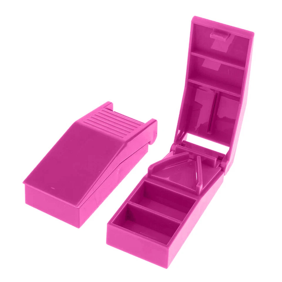 Pink Pill Cutter Medicine Tablet Holder Splitter Half Storage Compartment Box - Image 3 of 4