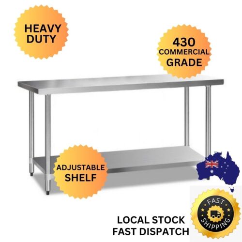 Commercial 430 Stainless Steel Kitchen Work Bench Table Catering Food Workbench - Picture 1 of 6