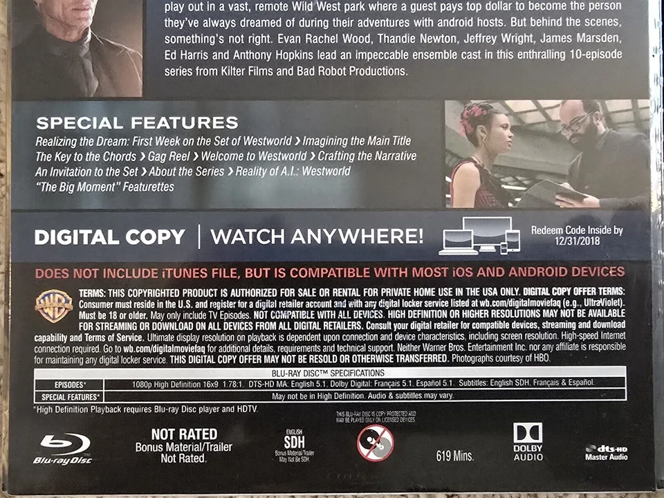 Westworld: The Complete Series Seasons 1-4 Blu-Ray See Description Foto 4 de 4